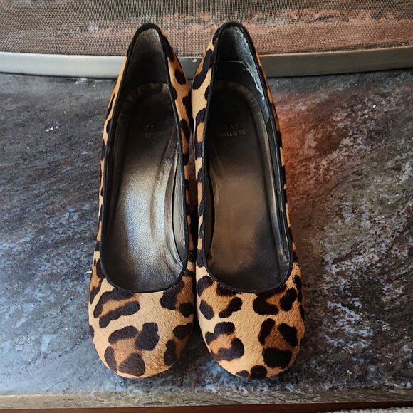 Stuart Weitzman Animal Print Ponyhair Wedge Pumps Size 8.5M - Picture 7 of 16